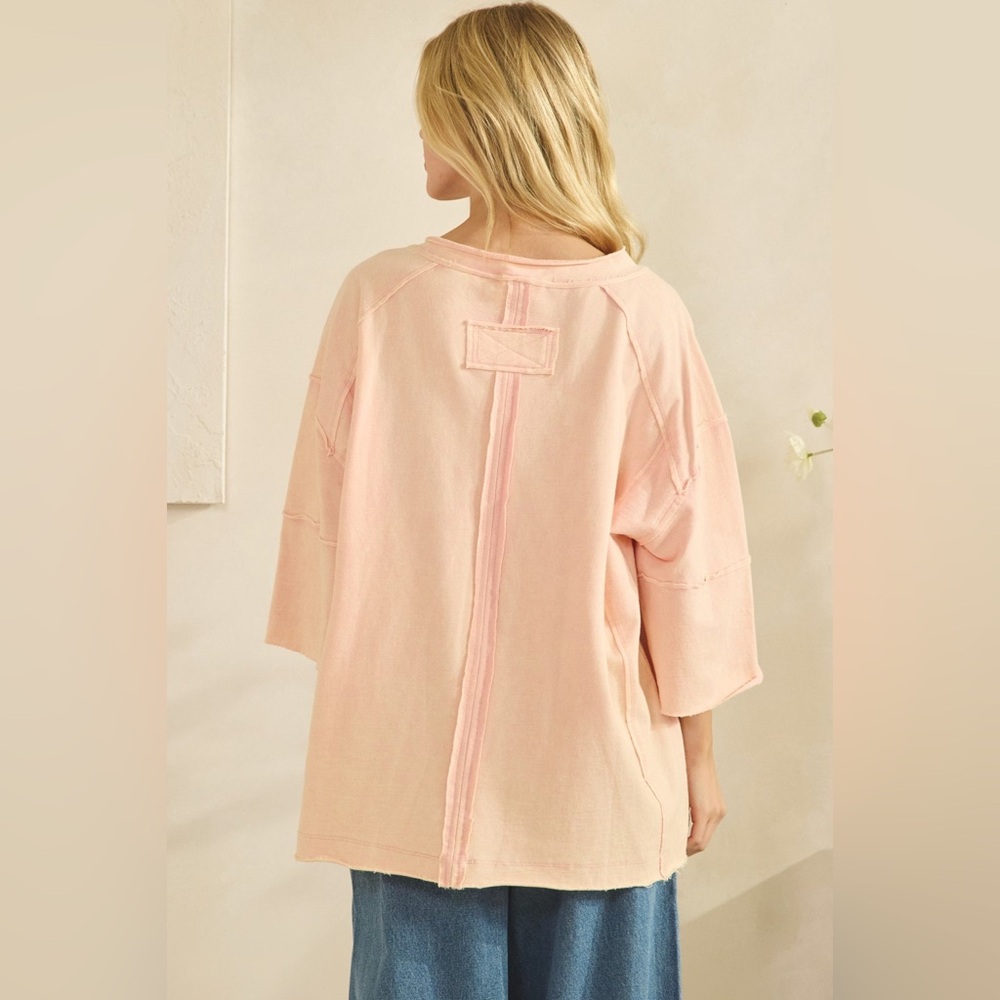 Pastel Pink LOVE Patchwork Sweatshirt - Picture 2 of 2